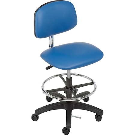 Global Industrial ESD Stool, Vinyl, Blue, 17 in - 25 in Seat Height, Armless Arms 695537BL